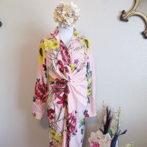 Floral Stripe Shirt Dress